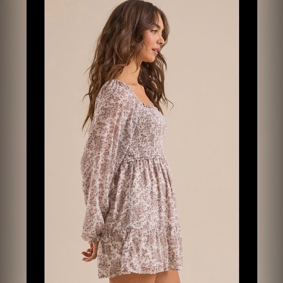 Altar'd State Ivory and Taupe Floral dress - Picture 2 of 6